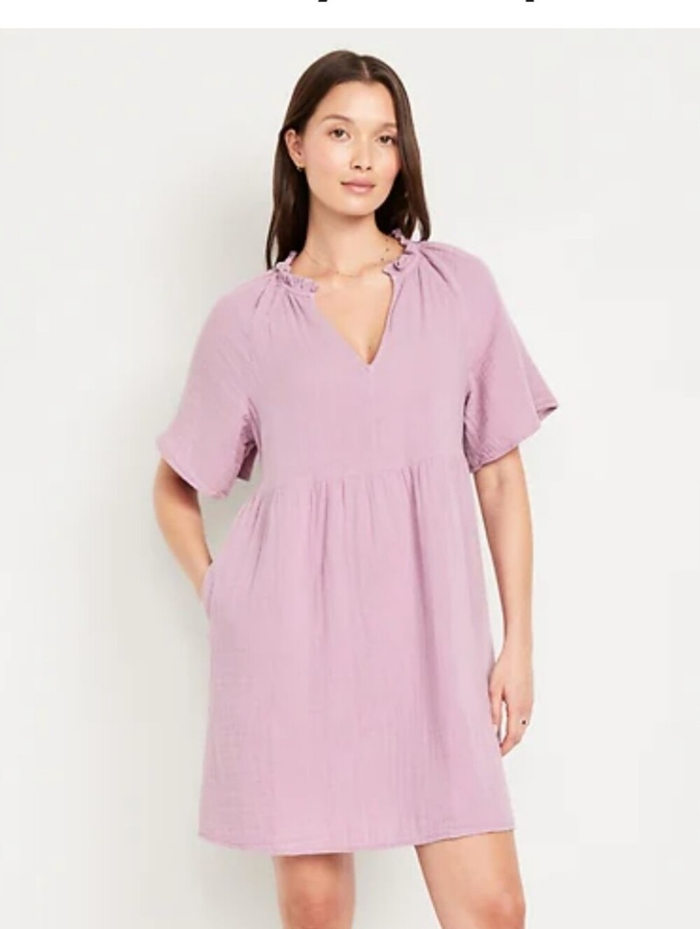 NWT Old Navy Split-Neck Crinkle Gauze MiniSwing Dress Size Large